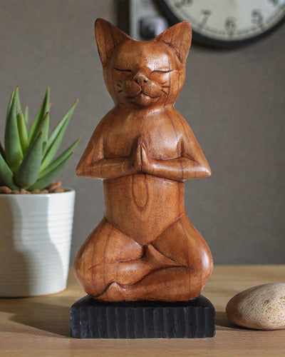 Escultura de gato – Yoga 3 Flor de loto 30 cm