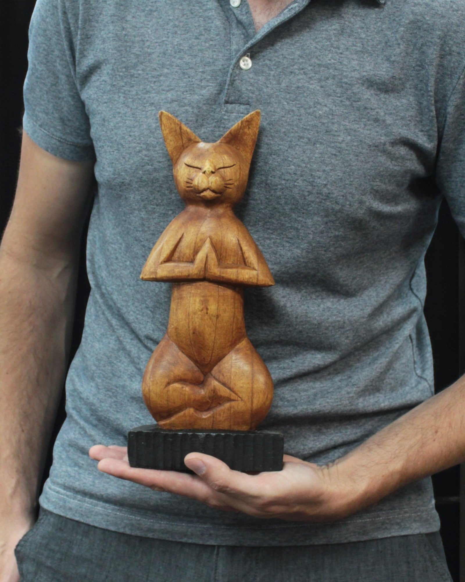 Escultura de gato – Yoga 3 Flor de loto 30 cm
