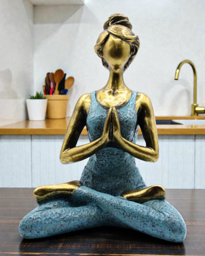 Figura de mujer 24 cm – Yoga energía dorado-turquesa