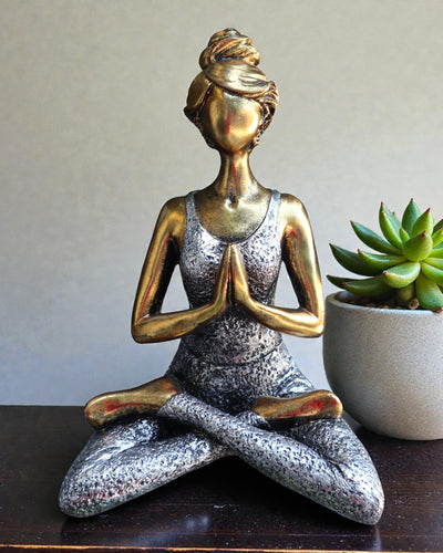 Figura de mujer 24 cm – Yoga clásico dorado-plateado