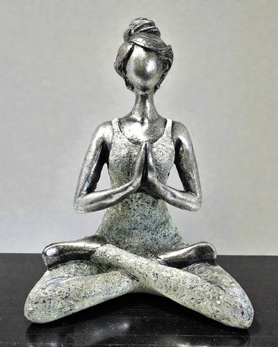 Figura de Mujer 24 cm – Yoga Pureza Plateado-Blanca
