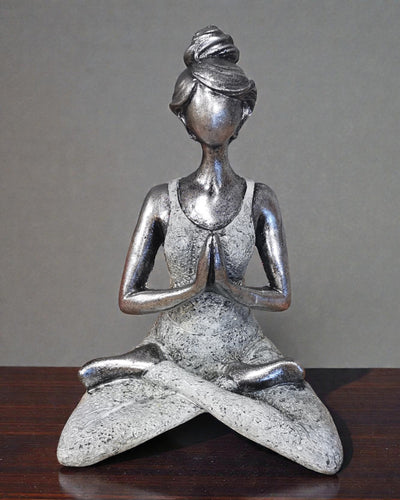 Figura de Mujer 24 cm – Yoga Pureza Plateado-Blanca