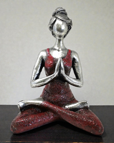 Figura de mujer 24 cm – Yoga armonía plateado-burdeos