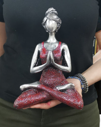 Figura de mujer 24 cm – Yoga armonía plateado-burdeos