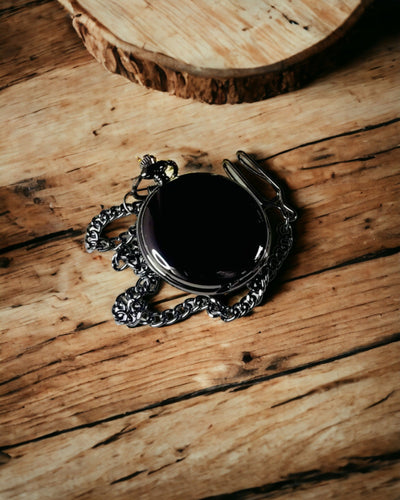 Reloj de Bolsillo Mecánico Clásico con Doble Tapa – Manual, Negro, personalización con grabado